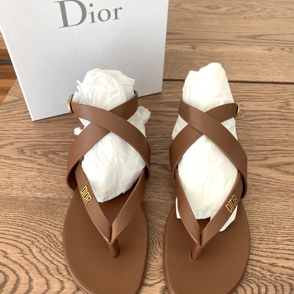 Christian Dior Brown Leather Gladiator Sandals 38
